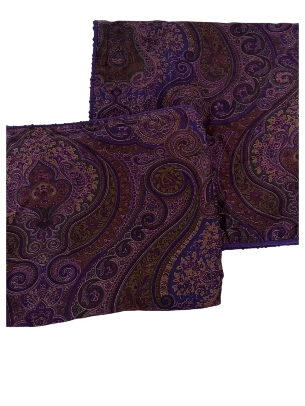 Lot (2) Ralph Lauren Chaps Preston Pillow Shams Cases Standard Purple Paisley